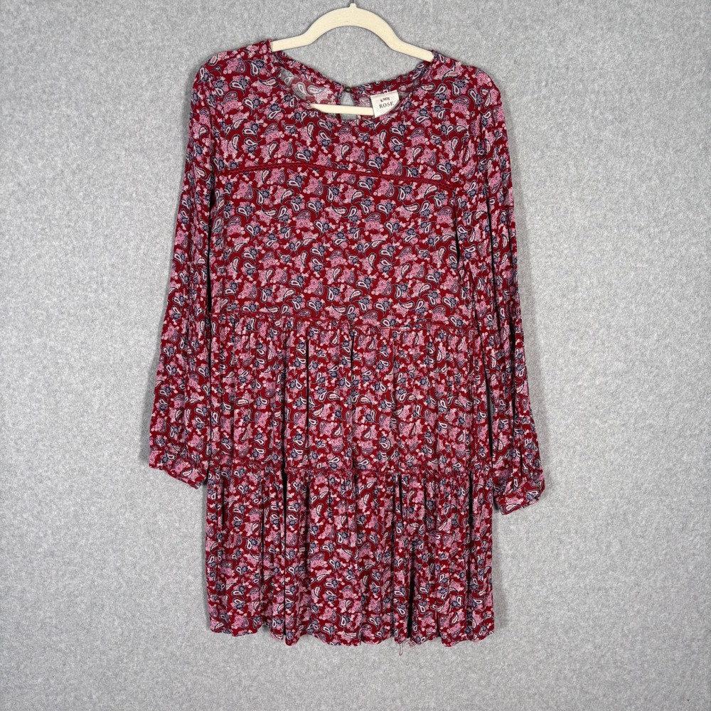Knox Rose Peasant Babydoll Dress Small Tiered Paisley Boho Cottage Farmhouse